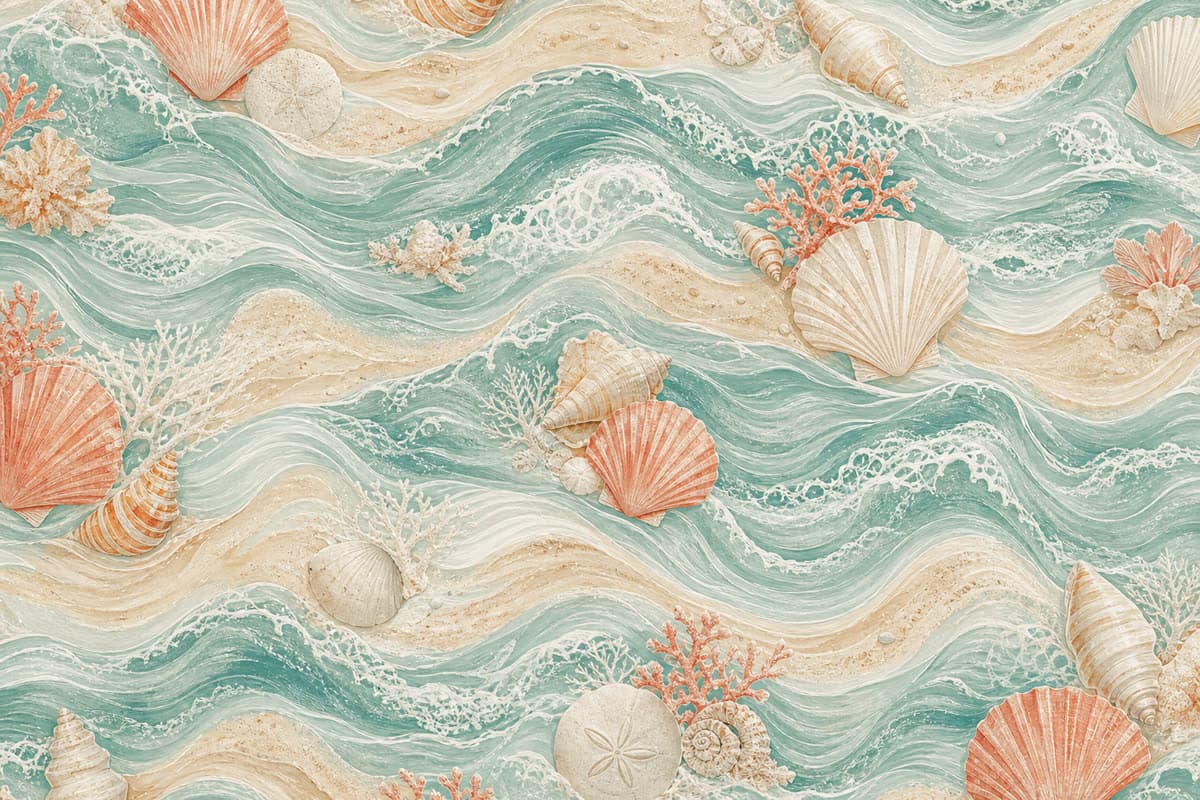 Coastal ocean-inspired wallpaper pattern